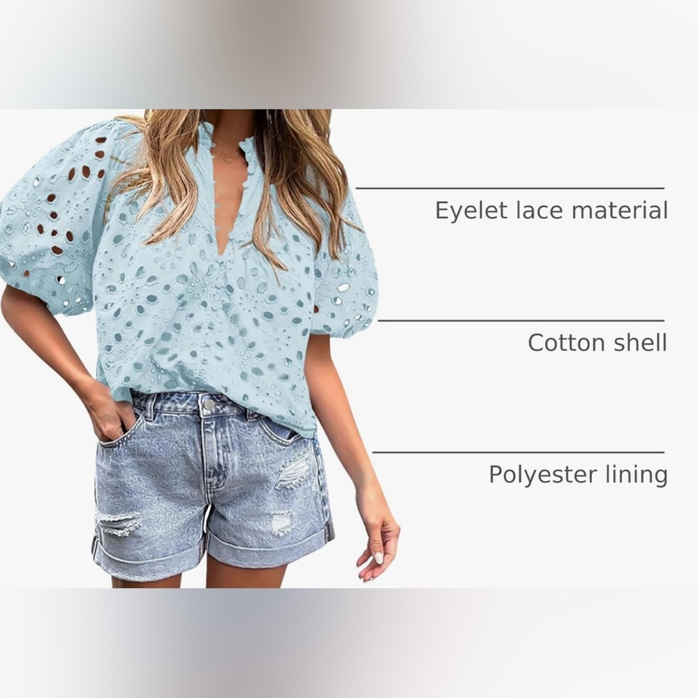 NWT Pretty Garden Eyelet Puff Sleeve Top • XL - Picture 6 of 12